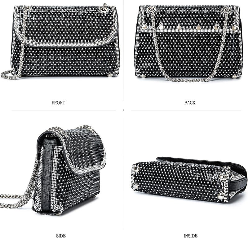 BBTT.ful Shoulder Bags Crossbody Bag Purses Handbags Crystals Rhinestone Evening Bag for Women Clutch Purse with Chain - Image 3